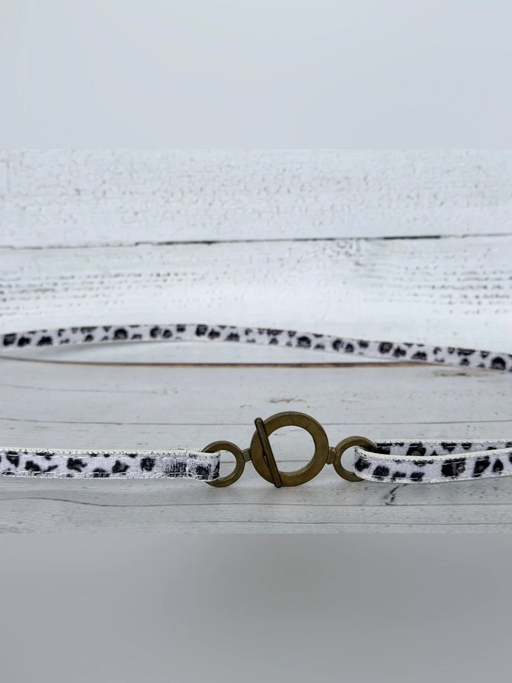 Vintage Women's Skinny Snow Leopard Print Belt